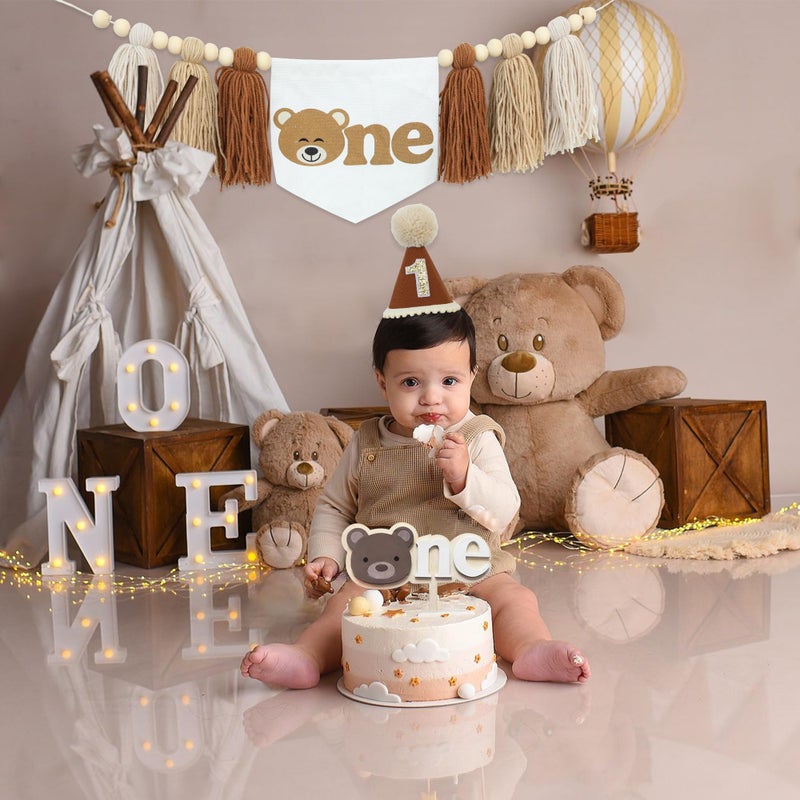 DCJHFJ Wildflower 1st High Chair Banner Birthday Party Decorations for Girl Light Pink One Flower Cake Topper 1st Birthday Decorations Supplies - Image 4